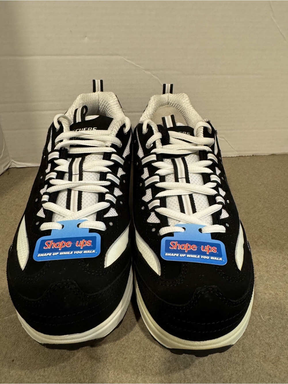 Skechers Shape-ups Women’s Black and White Toning Walking Shoes Sneakers
